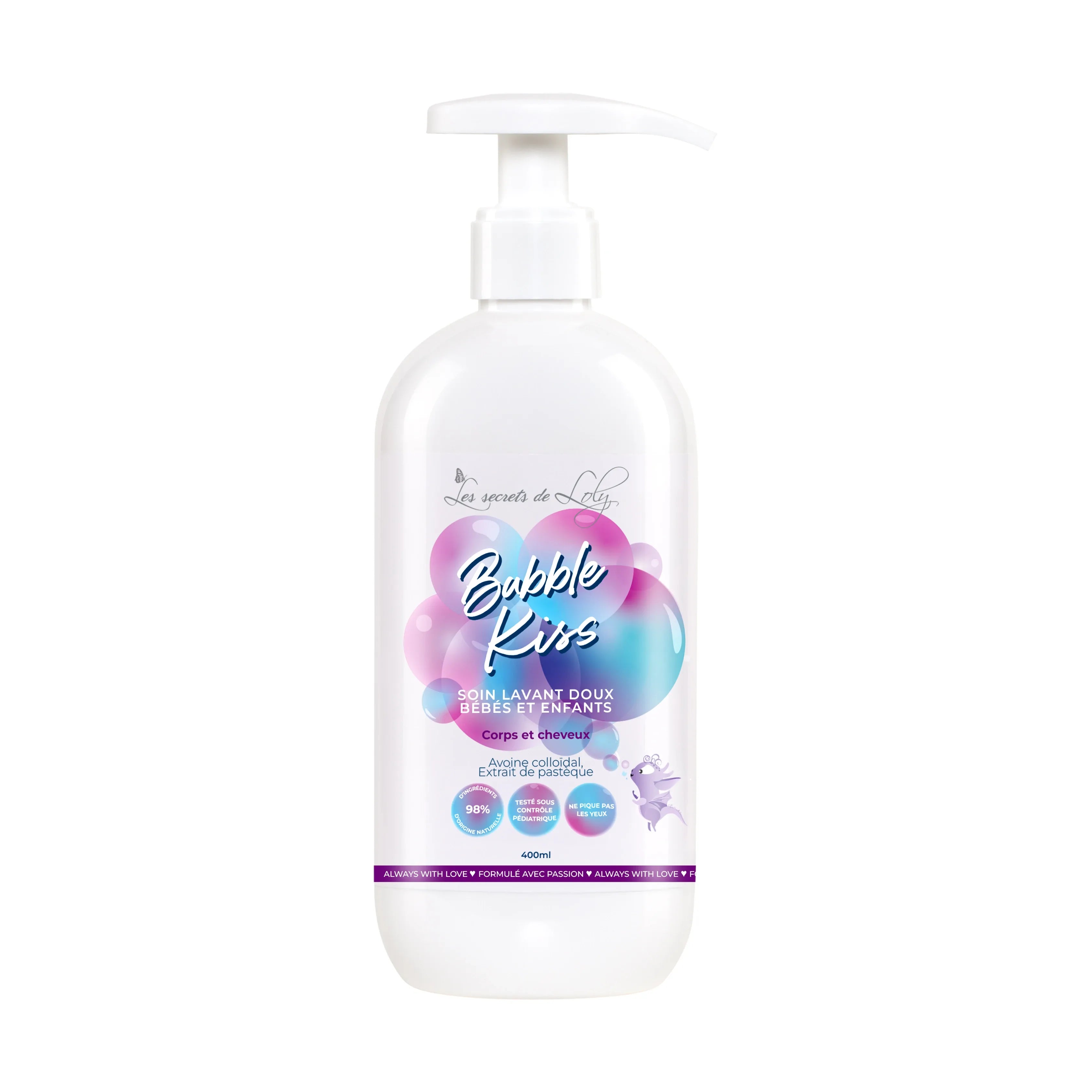 Bubble Kiss - Soin lavant doux bébés et enfants - Corps et cheveux 400ml