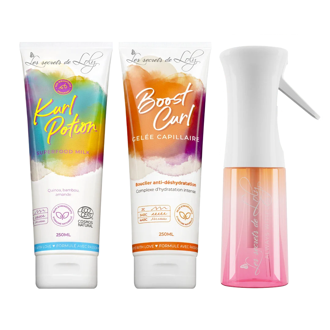 Starter Pack Cheveux Ondulés - Crème sans rinçage, gelée coiffante & vaporisateur